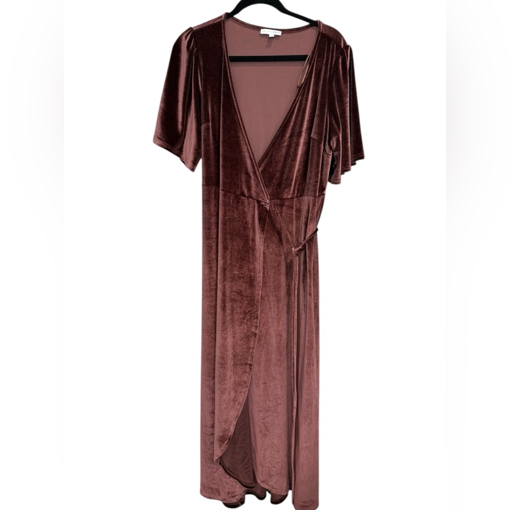 Baltic Born Velvet Wrap Dress - Rich Brown